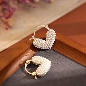 Pearl Heart Hoop Earrings